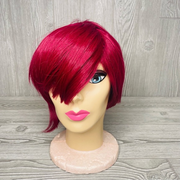 Short red asymmetrical wig hair accessory Halloween Lolita cosplay wig
